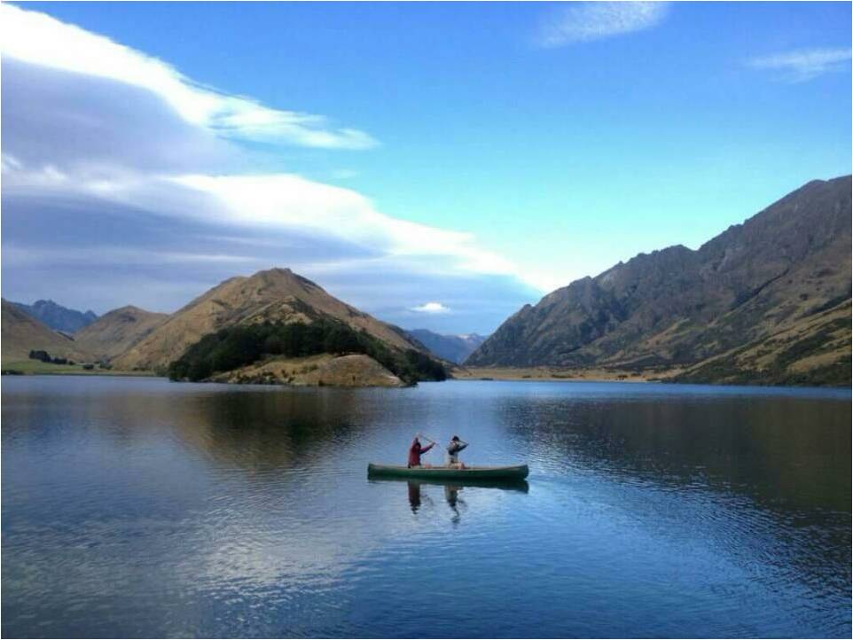 Canoe on a mountain lake